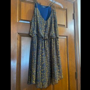 Blue and Camel Brown Dress, Size M